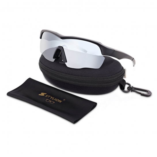 Sportowe okulary przeciwsłoneczne z polaryzacją i filtrem UV400 STZ-DR-26A Black/Silver